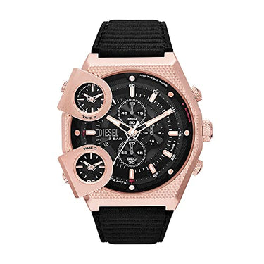Diesel Men's Watch Sideshow, quartz two-hand movement, 51 mm black stainless steel case with ProPlanet leather strap, DZ7475 on sale